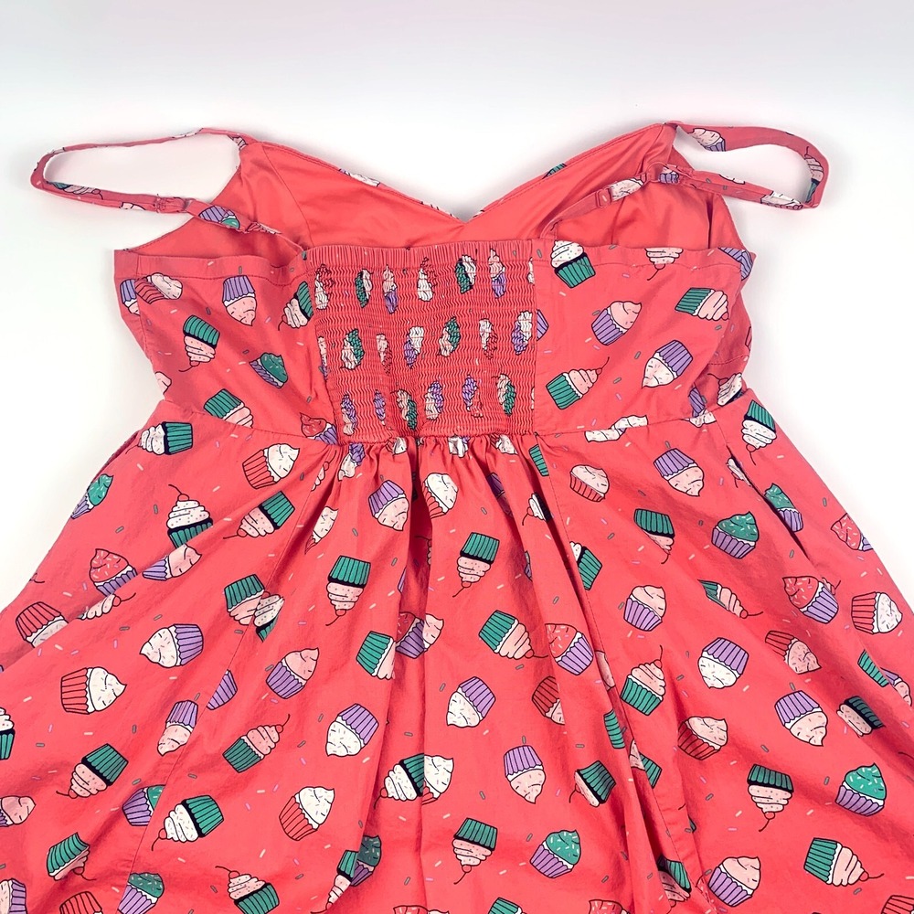 Torrid Fit N Flare Dress Pink Cupcake Sz 2 Poplin Sweetheart‎ Neck Shirred Midi - Picture 13 of 16